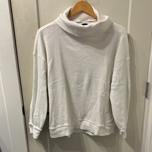 Cream Waffle Turtleneck long sleeve top